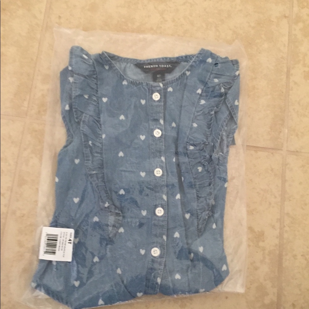 French Toast cute denim flutter sleeve(less) - NWT